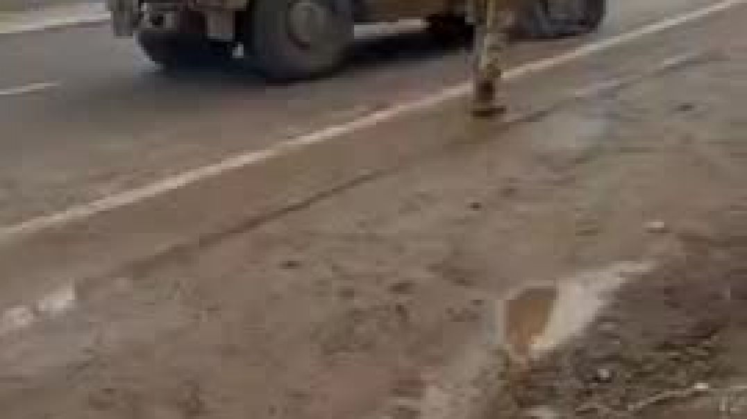 Украинцы увозят трофейный Тигр с пробитым колесом