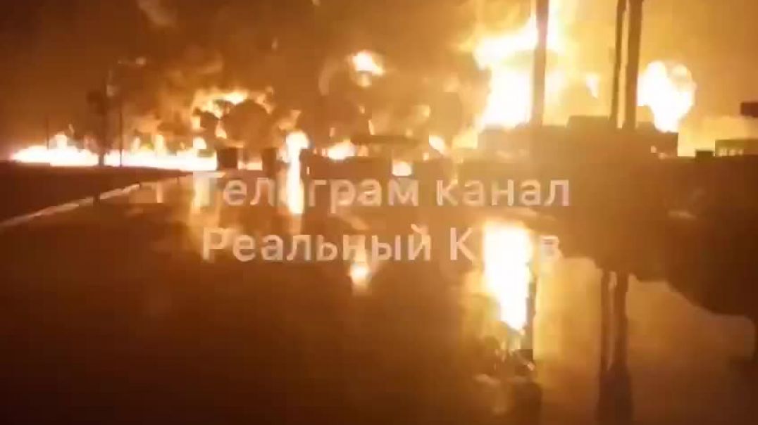 Видео пожара прямо на нефтебазе в Калиновке, Киевская область