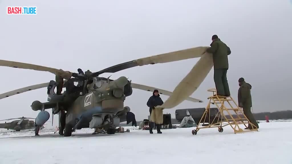  Кадры боевой работы экипажей вертолетов Ми-35 и Ми-28