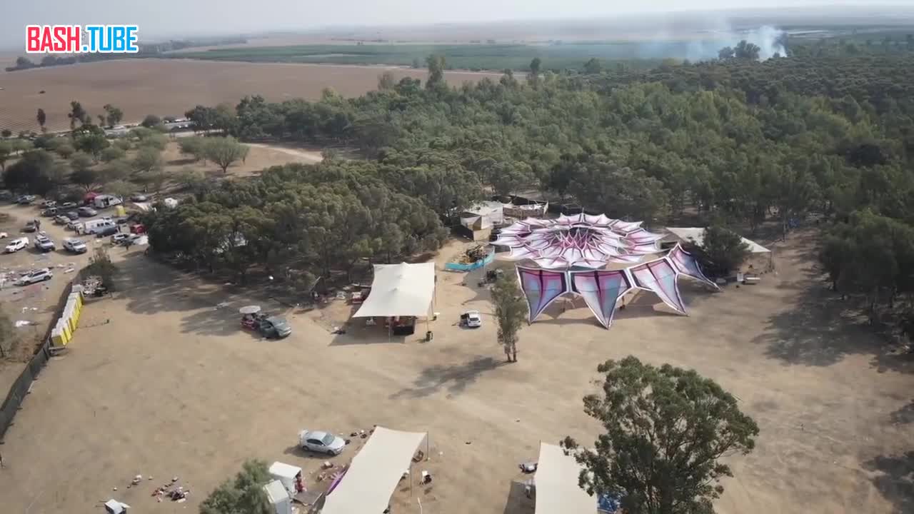  Кадры с высоты птичьего полета, места, где проходил фестиваль Nature Party, который атаковали ХАМАС