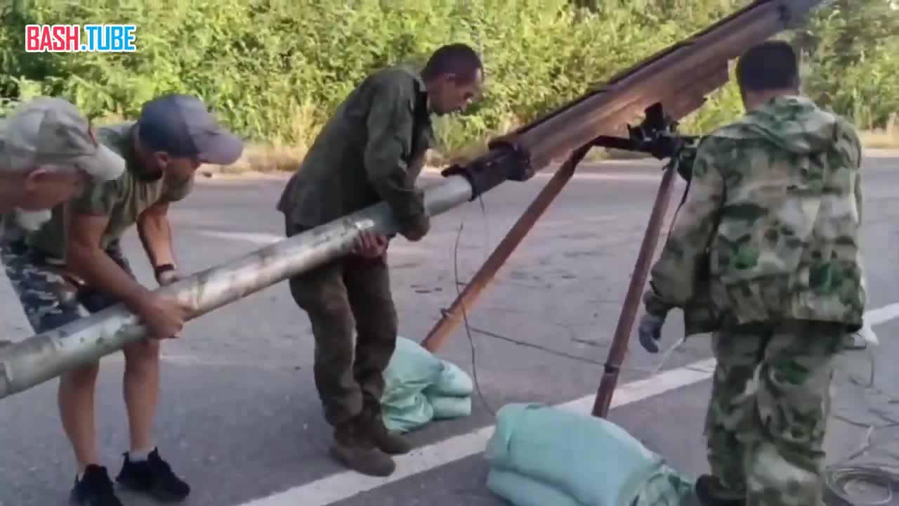 ⁣ Стрельба из самодельной ракетной установки «Град-Партизан» по позициями ВСУ