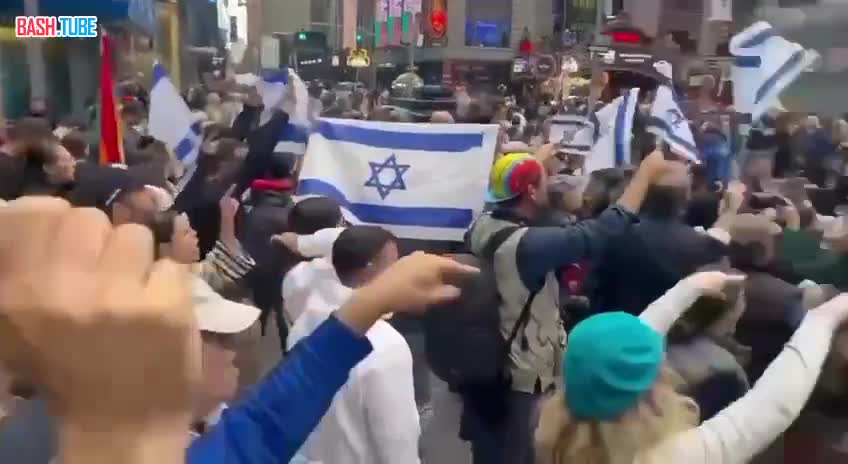  Столкновения произраильских и пропалестинских протестующих в Нью-Йорке