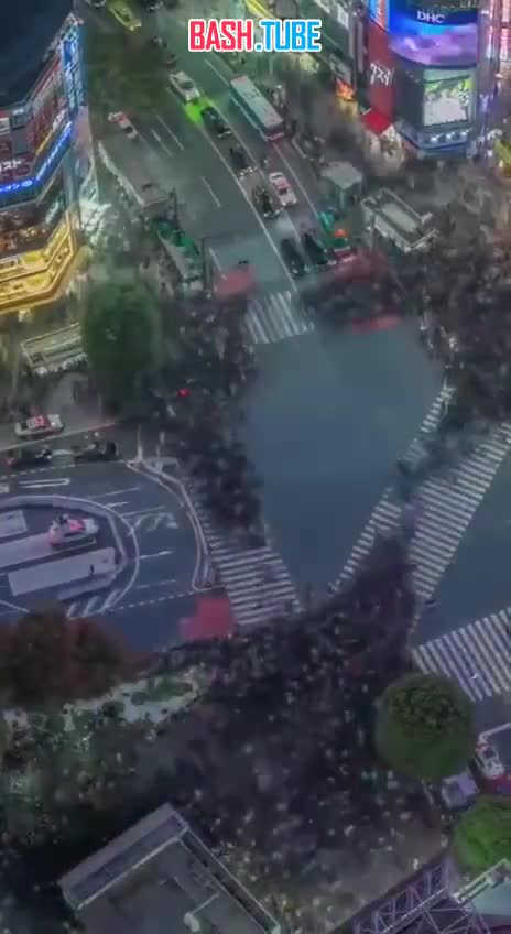 ⁣ Перекресток Сибуя в Токио - самый загруженный пешеходный переход в мире