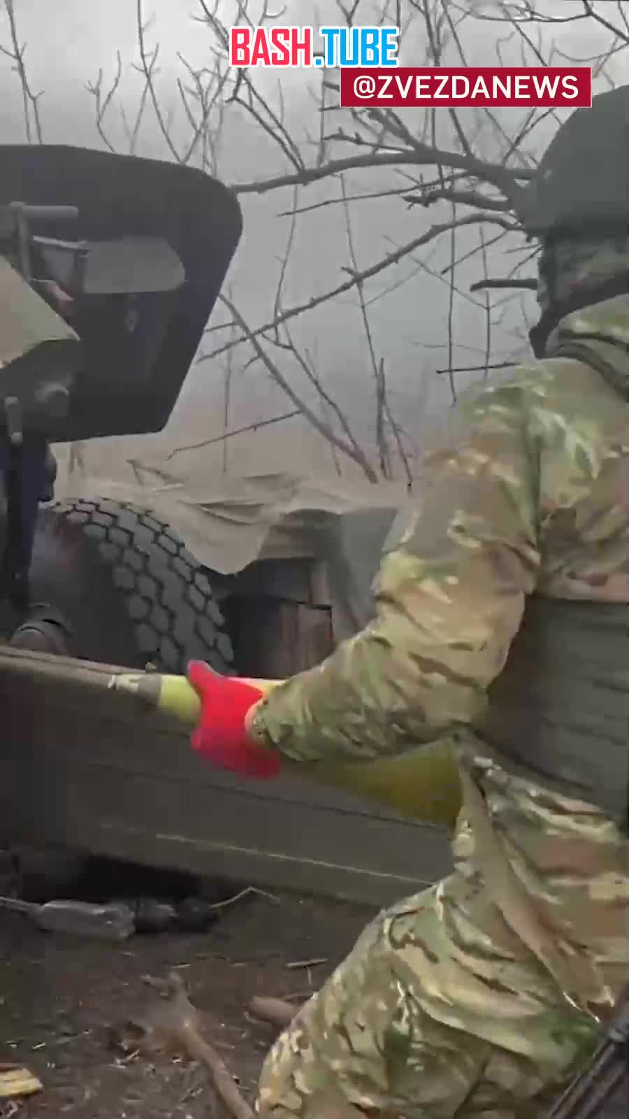 ⁣ «Мста-Б» разносит опорник боевиков вблизи Работино