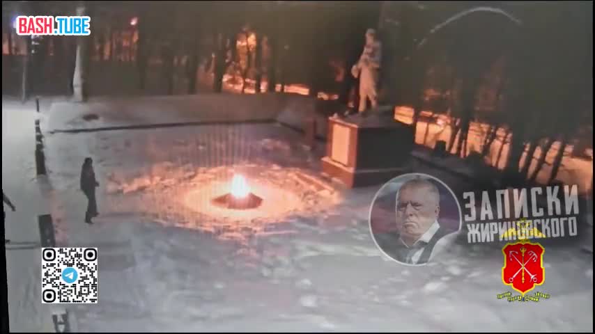 ⁣ Школьники забросали снегом Вечный огонь в Петербурге