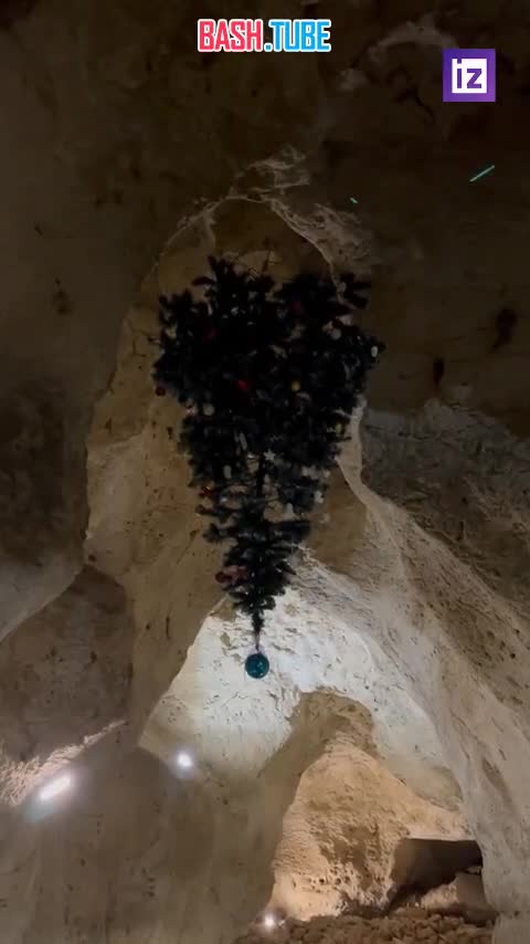  Вверх тормашками установили новогоднюю елку в пещере Таврида