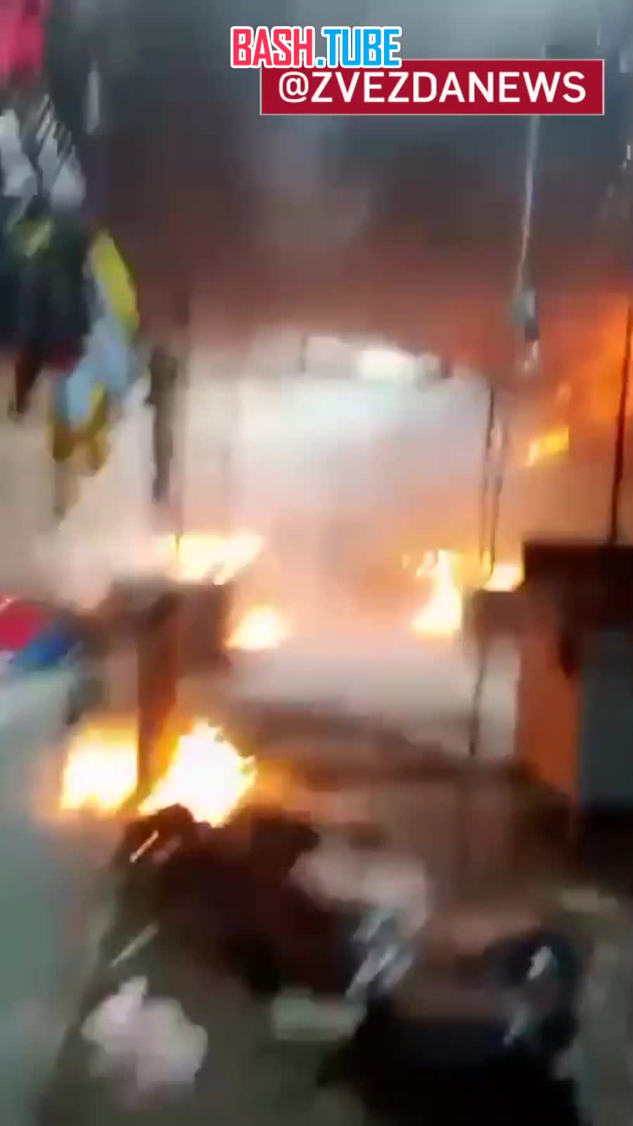 ⁣ Сильный пожар на рынке в городе Майский в Кабардино-Балкарии