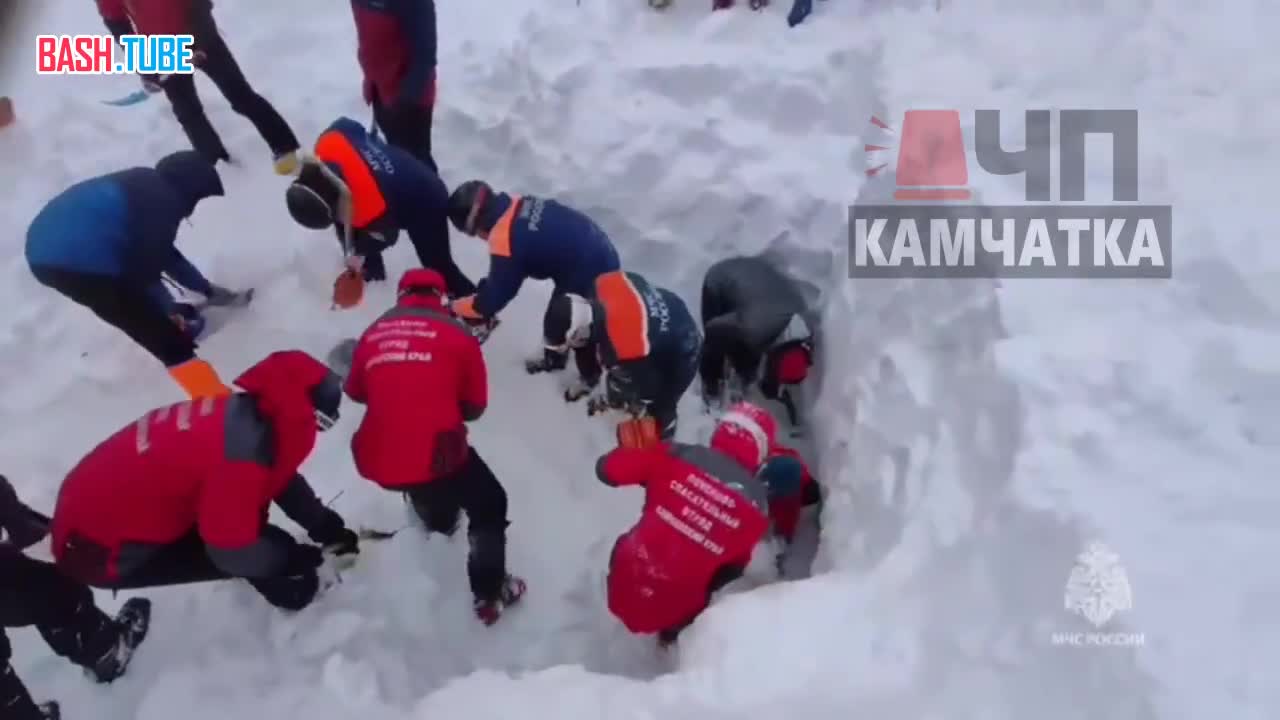  Появилось видео с места поисковых работ, где под лавиной погибли два человека