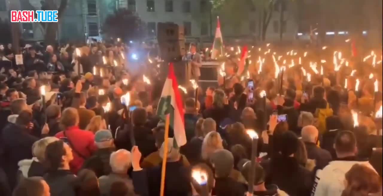 ⁣ Протесты с требованием отставки Орбана в Будапеште