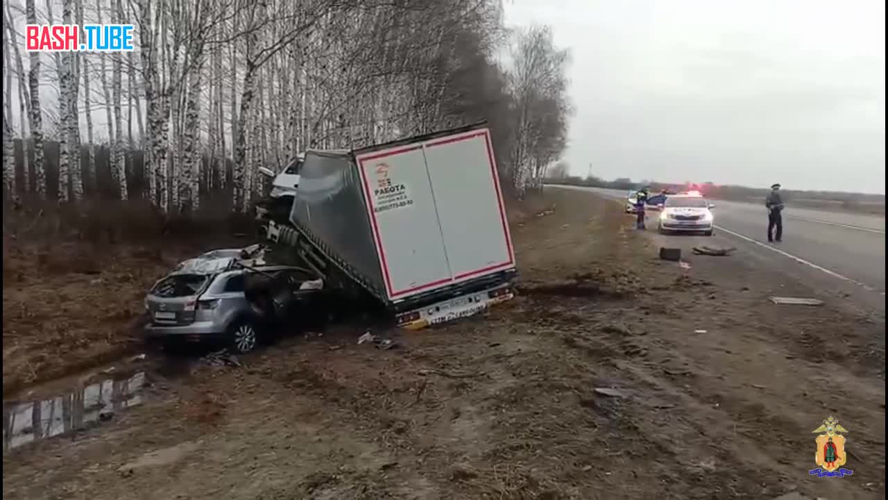 ⁣ «КамАЗ» столкнулся с легковушкой в Рязанской области - погибли шесть человек, среди них водитель и пять пассажиров Mazda
