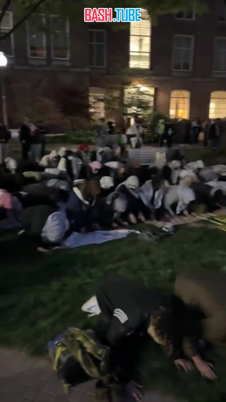  Американские студенты встают на колени и кланяются во время исламского призыва к молитве