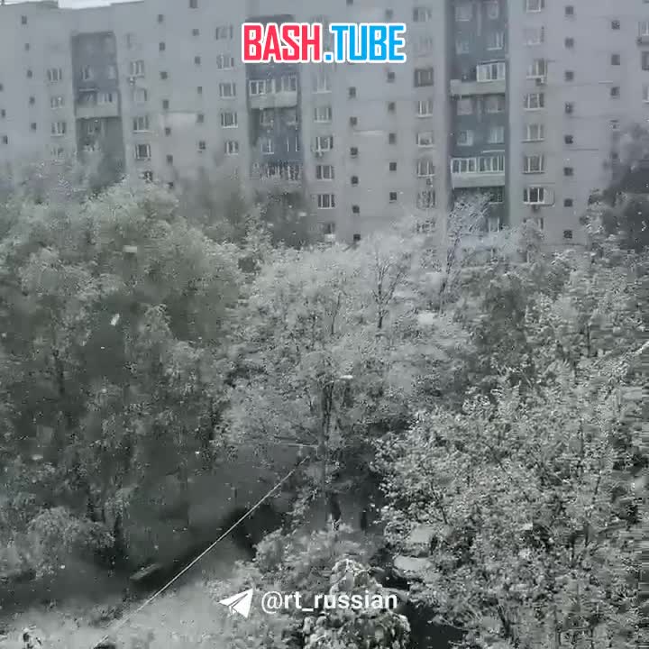 ⁣ Москву продолжают засыпать майские снегопады
