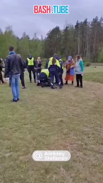  Шестеро латвийских полицейских жестко скрутили мужчину с цветами, слушавшего песню «Журавли» не в наушниках