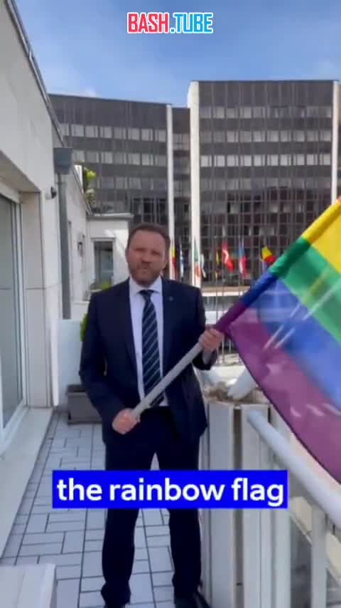 ⁣ Глава МИД Эстонии установил флаг ЛГБТ* на здании министерства