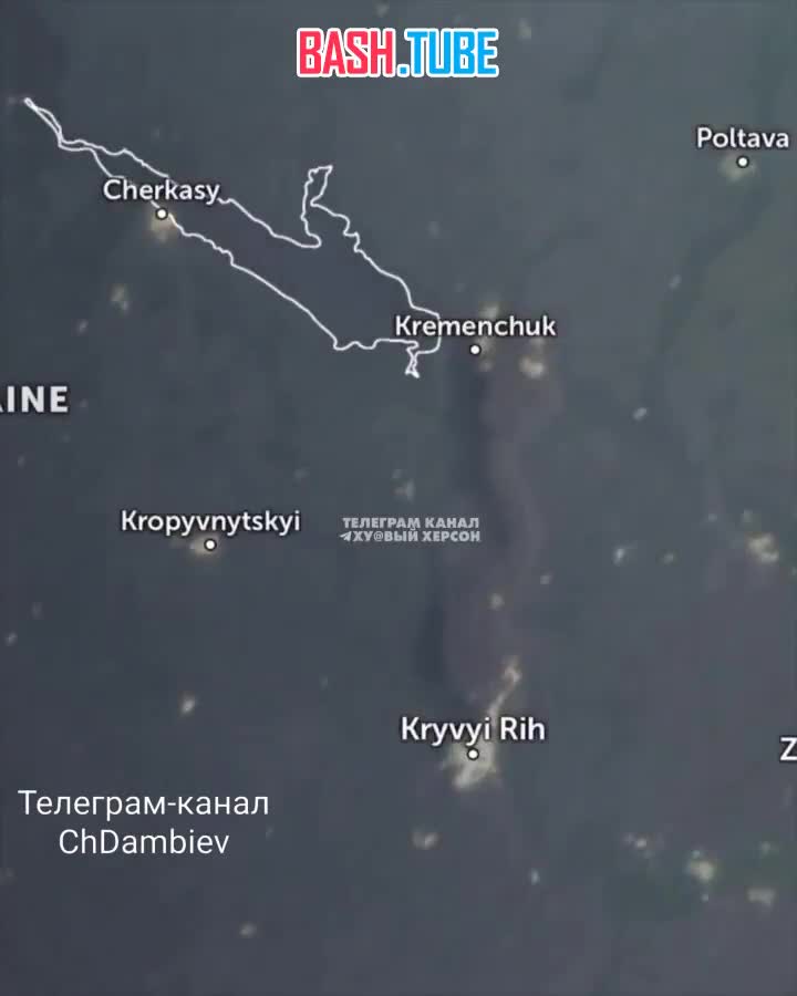 Вид из космоса на пожар, который не могут потушить на Кременчугском НПЗ после комбинированного ракетно-дронового удара ВС РФ
