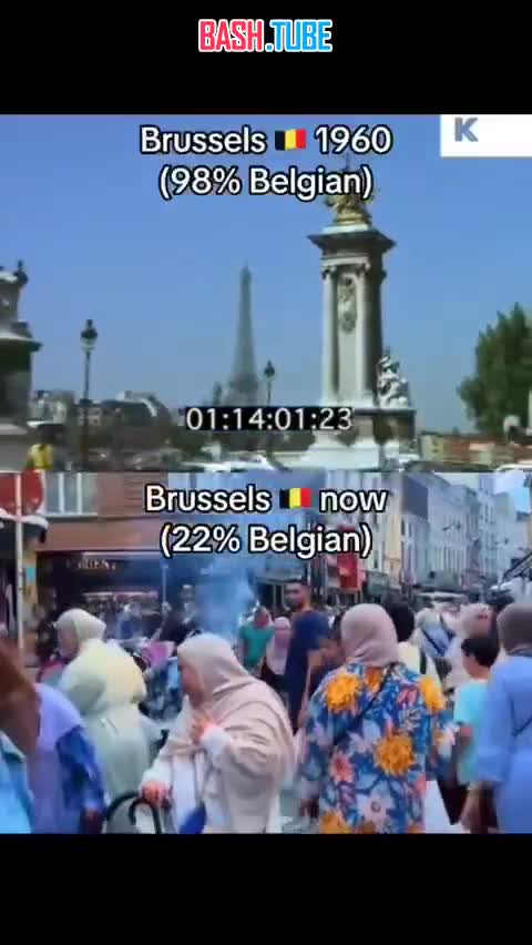  Видео о том, как изменилась обстановка на улицах европейских городов за последние десятилетия - в бельгийском Брюсселе