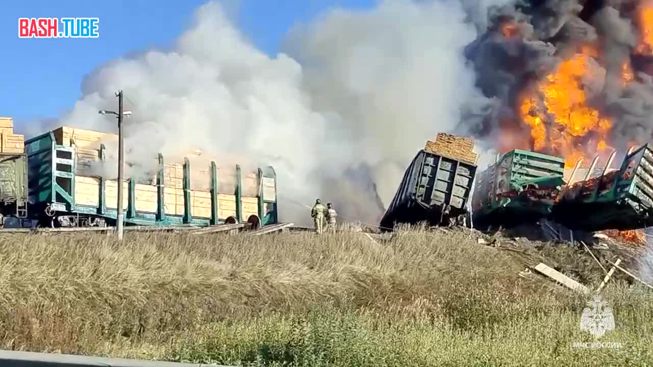 В ликвидации пожара на станции Рыжиково в Смоленской области задействованы более 40 сотрудников МЧС и 10 единиц техники