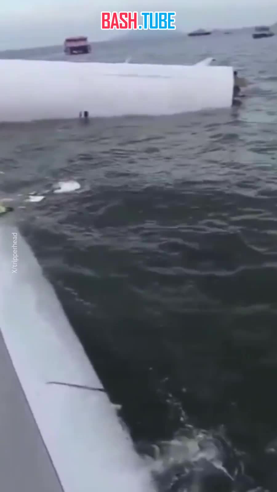  Самолет выкатился за посадочную полосу и упал в море в Гонконге, два человека погибли