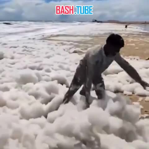  Токсичная пенная вечеринка захватила пляж в индийском городе Ченнаи