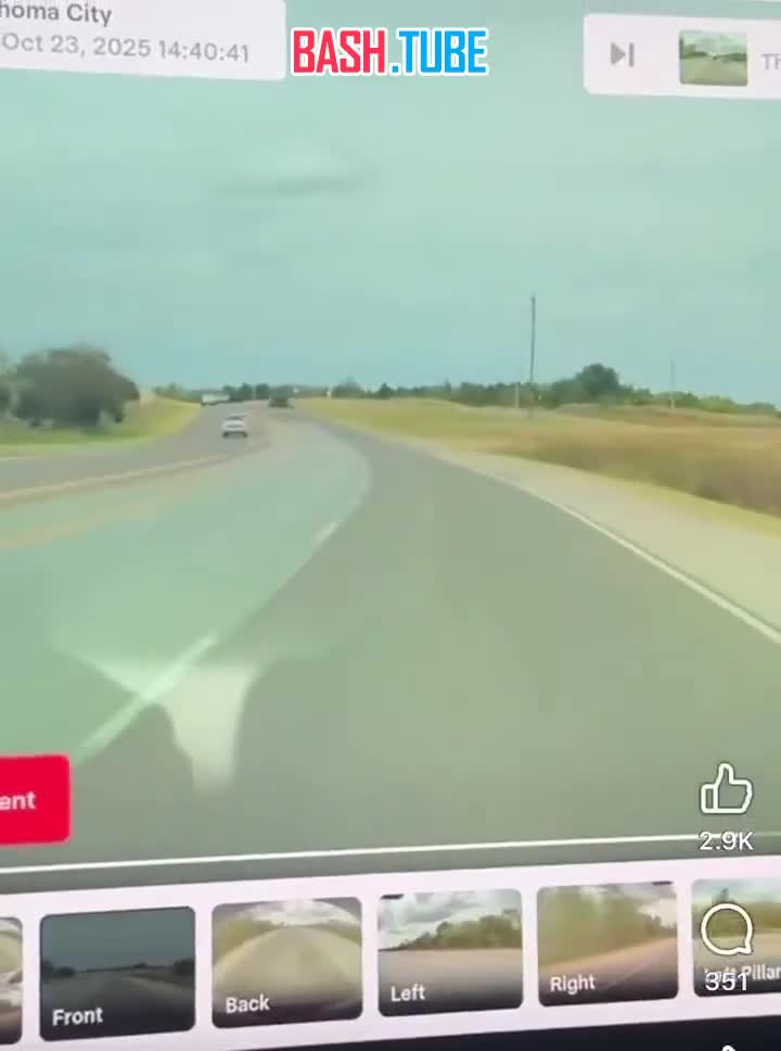  Автомобиль Tesla в беспилотном режиме уклонился от падающего с неба самолёта