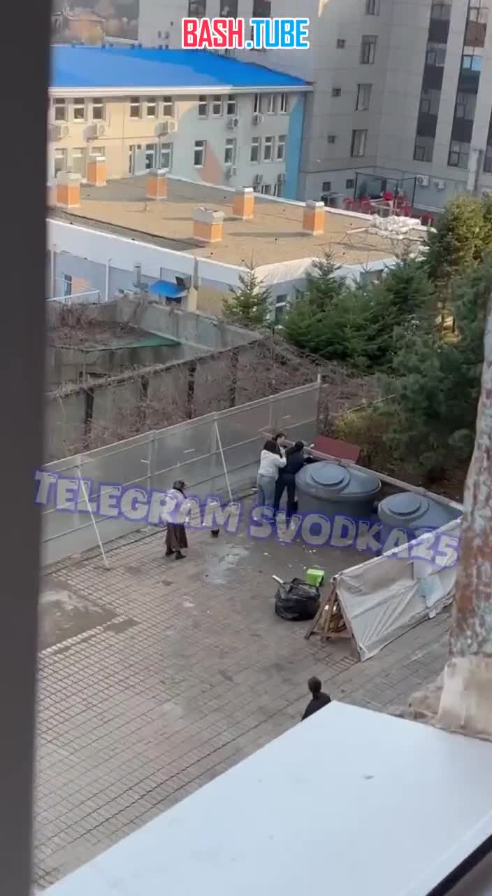  Во Владивостоке у ВВГУ азиатские студенты набросились на уборщика, который сделал им замечание