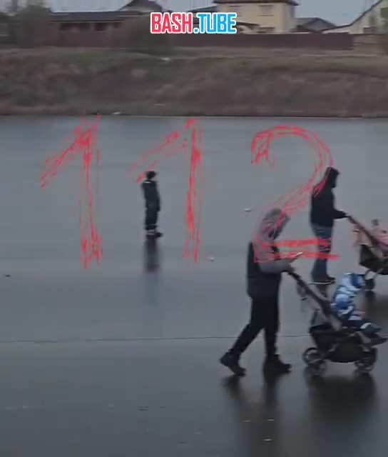  Красноярские отцы решили протестировать прочность льда, прогуливаясь по нему с детьми и колясками