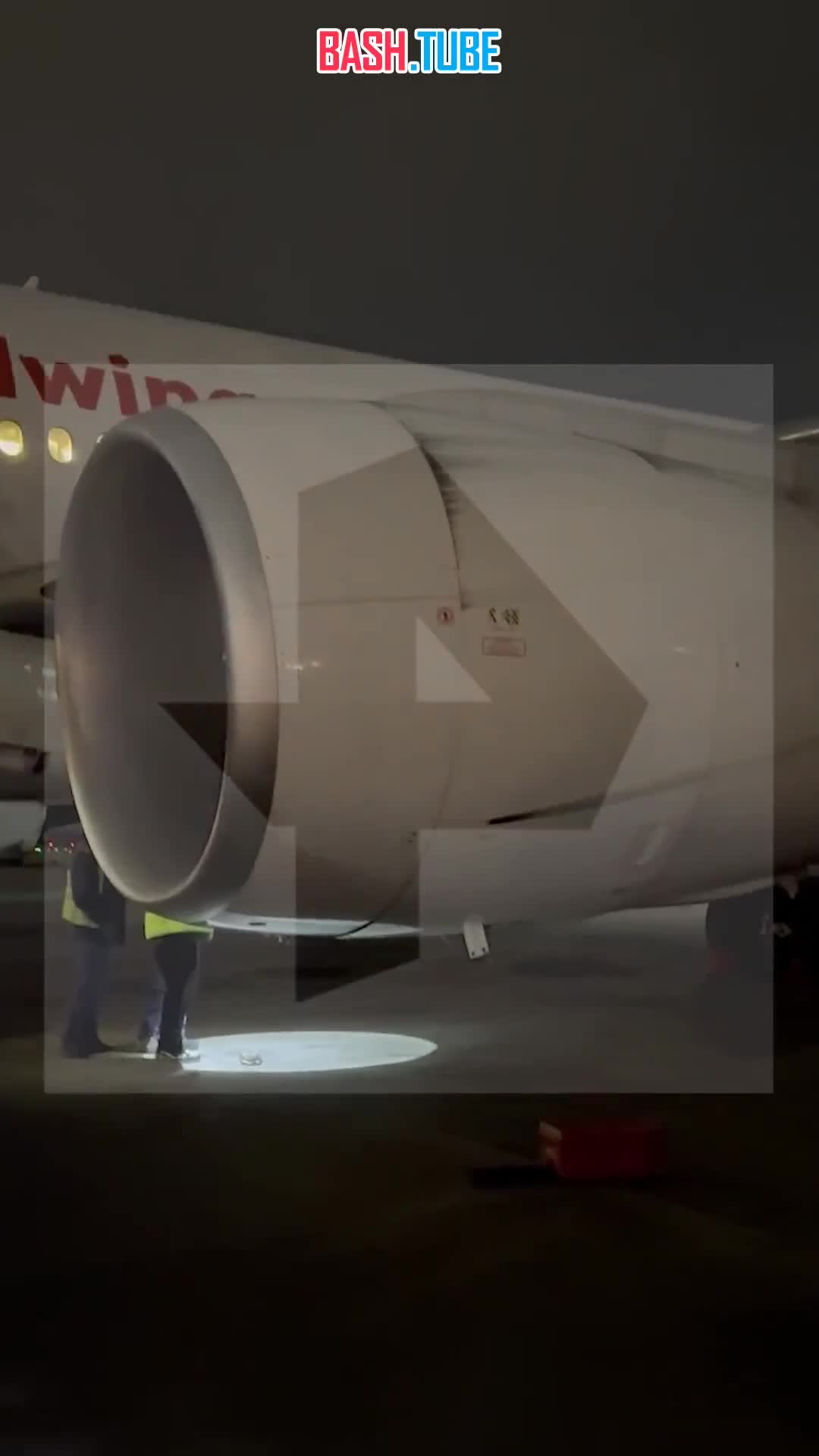  Следы горения видны на самолете после аварийной посадки в аэропорту Домодедово